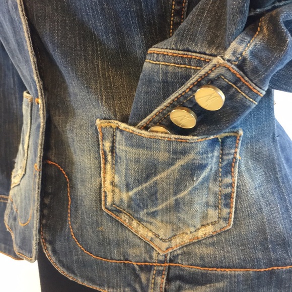 - Marciano jacket denim worn once embellished on the back sz S real - Picture 5 of 7